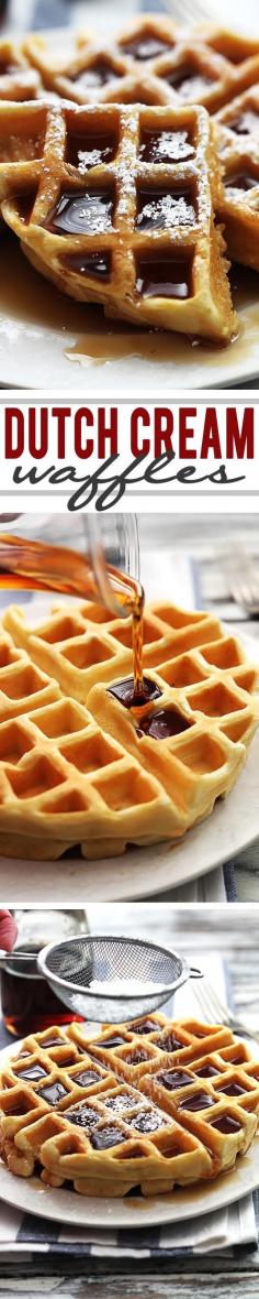 Super fluffy and rich dutch cream waffles – JUST 4 INGREDIENTS!  #breakfast #recipe #brunch #healthy #recipes