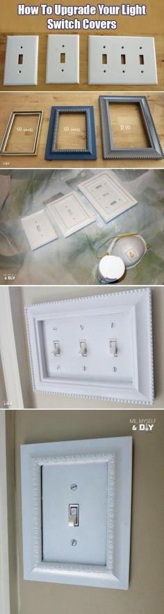Inexpensive craft store frames fit perfectly around your light switch covers. | 31 Easy DIY Upgrades That Will Make Your Home Look More Expensive*****There are several good ideas here.