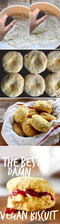 The Best Damn Vegan Biscuit! 30 minutes, ONE BOWL, 7 ingredients. Fluffy, buttery SO delicious. #vegan #vegan #recipe #healthy #vegetarian #recipes