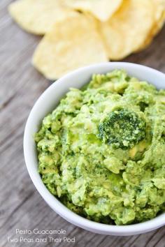 Easy Pesto Guacamole Recipe  :: twopeasandtheirpod ::