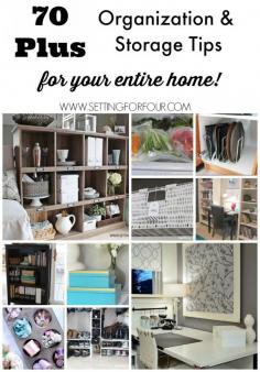 
                    
                        This is an amazing collection of tips! 70 Plus Organization and Storage Ideas to Declutter your home and life! www.settingforfou...
                    
                