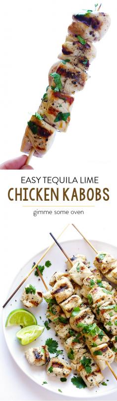 
                    
                        Easy Tequila Lime Chicken Kabobs -- quick and easy to prepare, and perfect for grilling! | gimmesomeoven.com
                    
                