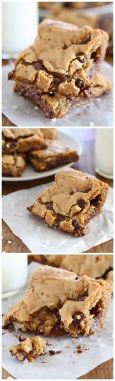 Chocolate Chip Salted Caramel Cookie Bars (check) |  twopeasandtheirpod.com - Very good, cut out some of the unnecessary steps and you have a simple and tasty recipe!
