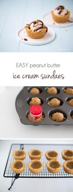 
                    
                        Peanut butter cookie sundae cups filled with ice cream. Such an easy and delicious summer dessert!
                    
                