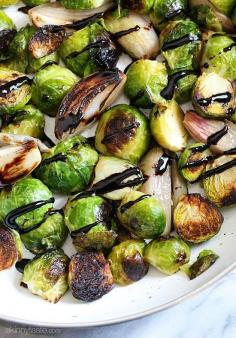 Roasted Brussels Sprouts and Shallots with Balsamic Glaze
