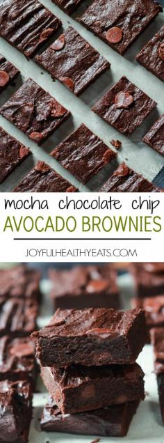 The Best Fudgy Avocado Brownies you will ever taste, packed with coconut sugar, chocolate chips, and coffee! The perfect guilt free dessert recipe for the summer! | joyfulhealthyeats.com #recipes