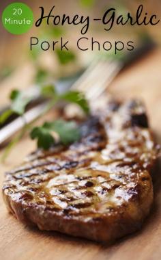 You won't believe how EASY, delicious and HEALTHY this recipe actually is! Honey Garlic Pork Chops Recipe | via @SparkPeople #food #dinner