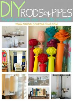 DIY Hardware - Knobs, Rods, Hinges and More. Rods and Pipes for home improvement ideas on Frugal Coupon Living.