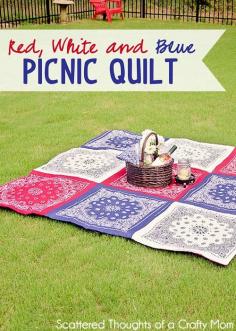 Bandanna Picnic Quilt Tutorial by Scattered Thoughts of a Crafty Mom