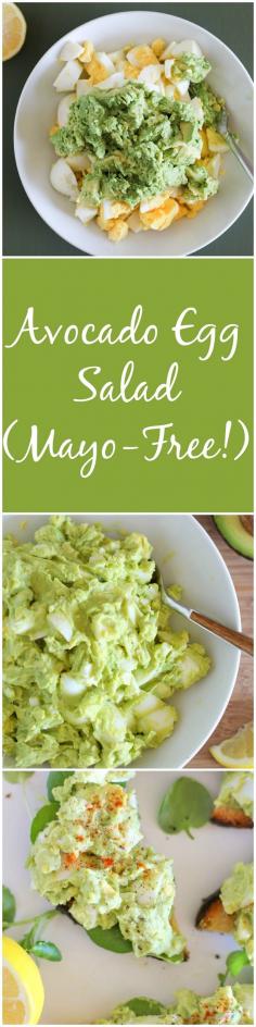 Avocado Egg Salad (Mayo-Free!) - an easy 4-ingredient lunch recipe | theroastedroot.net #paleo #avocado #eggsalad