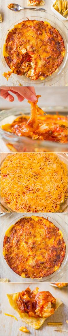 Baked Triple Cheese Salsa Tortilla Chip Dip - Loaded with 3 kinds of cheese baked to browned, bubbly, golden perfection! Always a hit!