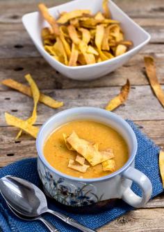 
                    
                        Curried Creamy Yellow Pea Soup with Crunchy Baked Tortilla Strips, gluten-free, vegan
                    
                