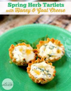 
                    
                        Spring Herb Tartlets with Honey and Goat Cheese - creamy, smooth filling with a fresh burst of herb-y flavour and a touch of sweetness all nestled inside a buttery phyllo pastry cup!
                    
                