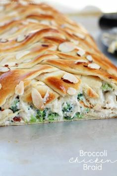 Broccoli Chicken Braid - crescent dough filled with a delicious mixture of chicken, broccoli, mayo and spices, all braided up into a fun braid. An easy dinner idea the whole family will love!