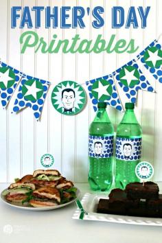
                    
                        Father's Day Printables for quick celebrations! Printable Father's Day Banner, Bottle wrappers and food picks | See more printables on TodaysCreativeLif...
                    
                