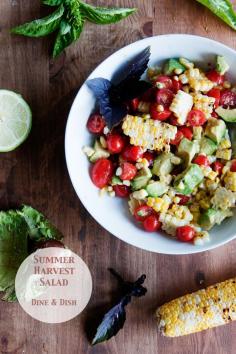 Summer Harvest Salad - California Avocados, Grilled Sweet Corn, Tomatoes and fresh basil.
