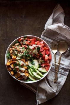 
                    
                        Sweet potato salad & a tangy sauce
                    
                