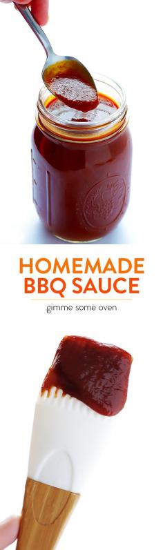 Homemade BBQ Sauce -- sweet, smoky, tangy, and super easy to make! | gimmesomeoven.com