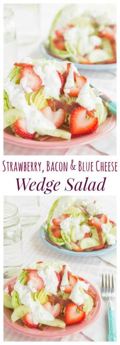 
                    
                        Strawberry, Bacon and Blue Cheese Wedge Salad - a light and fresh twist on a classic salad recipe. An easy and healthy summer side dish, or top it with grilled chicken or steak for dinner! | cupcakesandkalech...
                    
                