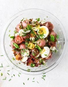 
                    
                        bacon blue potato salad with soft boiled eggs
                    
                