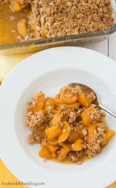 Fresh Apricot Crisp - sweet-tart and juicy apricots, with a hint of cinnamon and ginger | Kristine's Kitchen