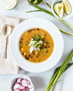 Roasted Tomatillo and Black Bean Soup | A Couple Cooks