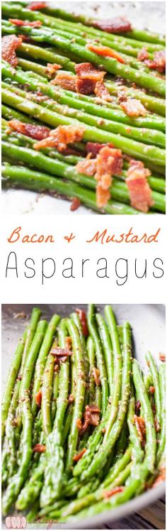 Bacon and Mustard Asparagus. The perfect side dish for all of your holiday gatherings   super easy weeknight side.