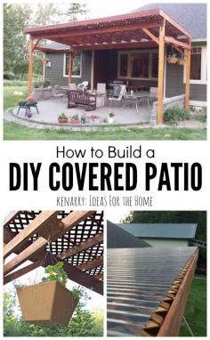 Beautiful idea for your backyard! How to build a DIY covered patio using lattice and wood to create a little shade from the sun. www.findinghomesinlasvegas.com