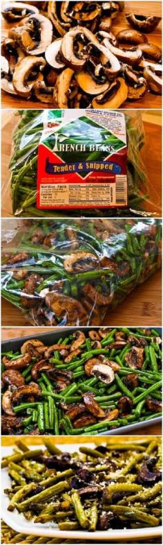 Roasted green beans, mushrooms, balsamic and parmesan cheese