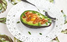 BAKED EGG in AVOCADO with DAVID CHANG'S MISO "BUTTER" & TOGARASHI SEASONING ~~~ this avocado recipe incorporates david chang's miso "butter" recipe from his restaurant, "momofuku" in new york. [David Chang] [jeanetteshealthyliving]