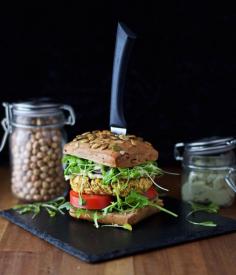 Chickpea Burger with Avocado Mayo recipe #vegan #vegetarian