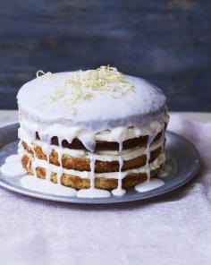 Whole lemon cake with lemon cheesecake frosting and lemon icing - Mary Berry