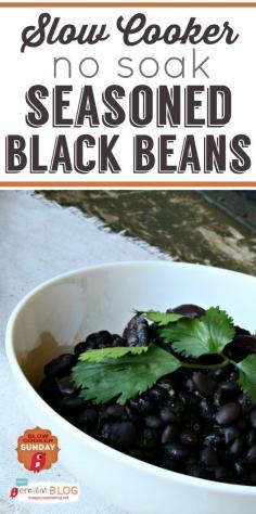 
                    
                        Slow Cooker Seasoned Black Beans No soak | Great for burrito bowls, tacos, etc.. See more slow cooker recipes on TodaysCreativeLif...
                    
                