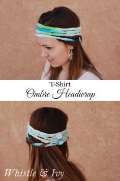 Make this easy and cute headwrap from a white t-shirt and some tie-dye! {Whistle and Ivy}