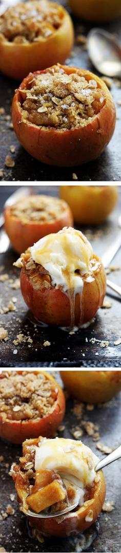 Apple Crisp Stuffed Apples-  Perfect fall dessert