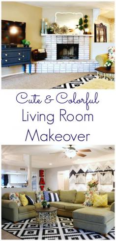 Cute and Colorful Living Room Makeover - http://www.usawaterviews.com