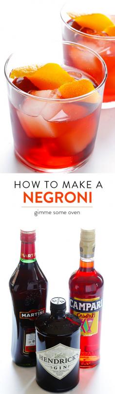
                    
                        Learn how to make a classic Negroni cocktail with just 4 ingredients | gimmesomeoven.com
                    
                