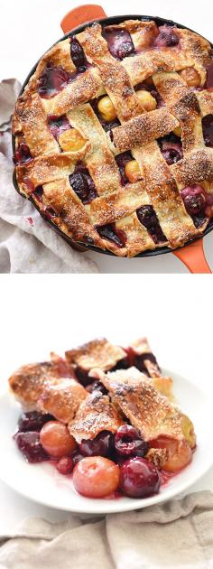 
                    
                        Bing and Rainier cherries mix together to make the ultimate Skillet Cherry Pie | foodiecrush.com
                    
                