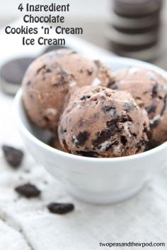 4 Ingredient Chocolate Cookies ‘n’ Cream Ice Cream~~ Made with COCONUT MILK! @Sarah Pyper, get that icecream maker ready!!!!!
