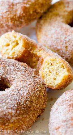 K :) EASY recipe alert! Simple Baked Cinnamon Sugar Donuts beat the bakery any day. Made donut holes in the baby cakes maker. I'd double if it's more than one family.