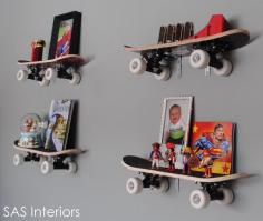 
                    
                        Repurposed Skateboard Shelves: Install shelves using old skateboards in the kids' room, you can get a room unique and different. The shelves are really decorative and very functional at the same time. See more details
                    
                