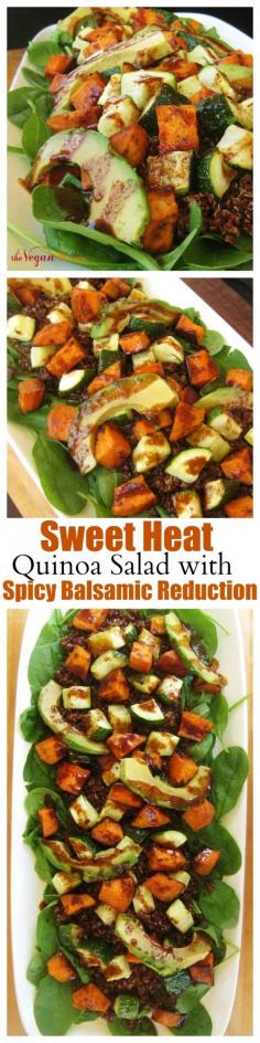 
                    
                        Sweet Heat Quinoa Salad with Sweet & Spicy Balsamic Reduction Sauce. Full of flavor, protein and hearty good-for-you ingredients! Entire recipe is dairy-free and gluten-free. | TheVegan8.com | #vegan #glutenfree #quinoa #salad #sweet #spicy
                    
                