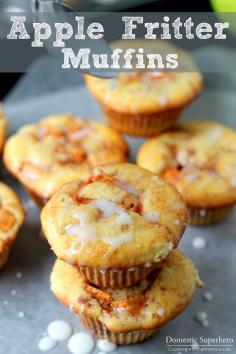 Baked Apple Fritter Muffins are filled with delicious tender apples, brown sugar, and topped with a dreamy glaze. Perfect option for baking, not frying!