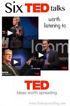 
                    
                        I love listening to Podcasts or TED talks when I'm working around the house doing laundry or dishes or making dinner. These are 6 TED talks definitely worth listening to!
                    
                