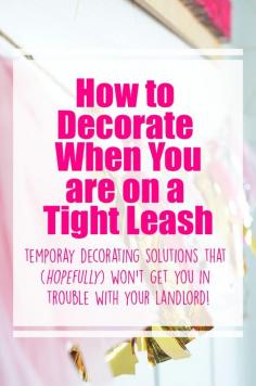 
                    
                        Living in a rental doesn't mean you can't have fun and make it feel like home.  Check out these temporary decorating solutions for when you have a strict landlord that keeps you on a decorating leash!
                    
                