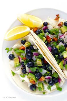 
                    
                        Fish Tacos with Blueberry-Almond Salsa
                    
                