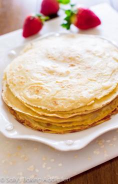 Exactly how I make crepes. They're so simple! Plus, a homemade strawberries 'n cream filling.