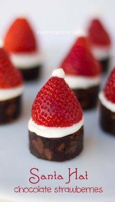 
                    
                        Santa hat brownies with strawberries on top
                    
                