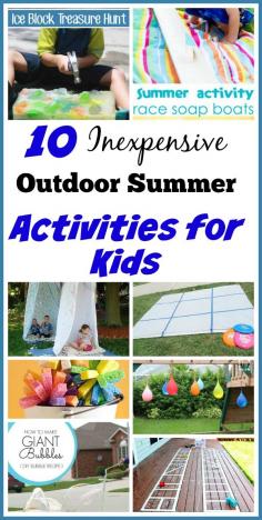 
                    
                        10 Inexpensive Summer Outdoor Activities for Kids | Great ideas for inexpensive outdoor activities that will keep the kids or grandkids occupied all summer long.
                    
                