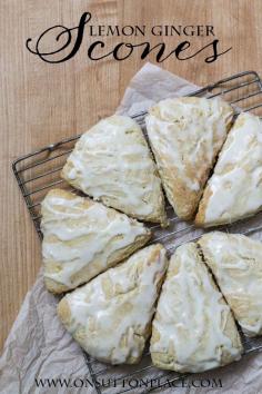 Easy Lemon Ginger Scones | These have an amazing taste from the fresh lemon peel and juice! | onsuttonplace.com